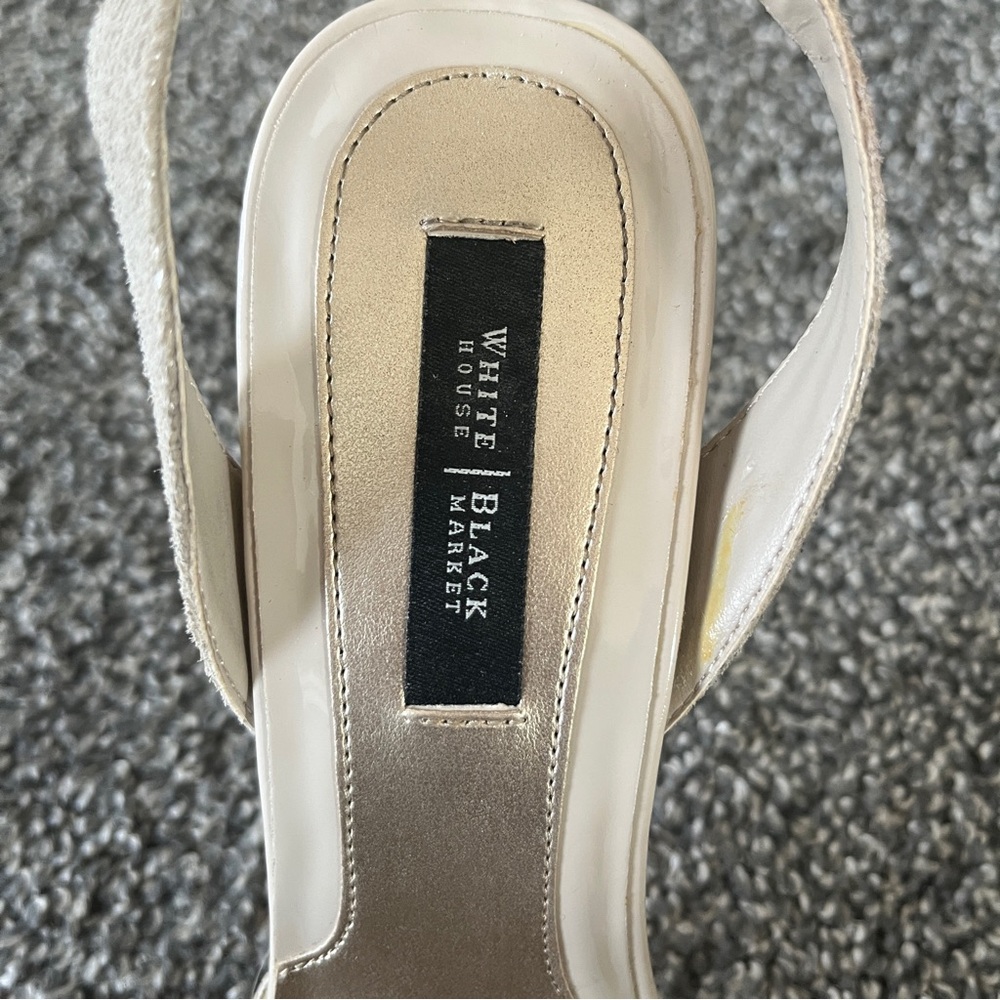 White House Black Market Beige Strappy Heels Size 10 - Picture 6 of 9